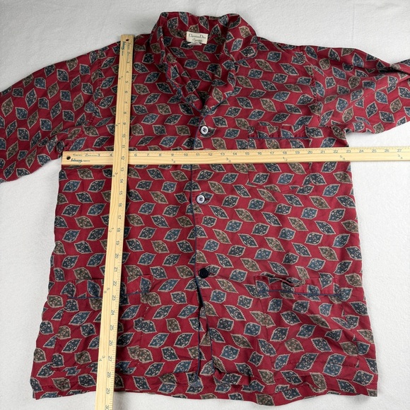 Christian Dior Pyjama Men's Silk Pajama Top Paisley Pattern Red Blue Large - Picture 3 of 6